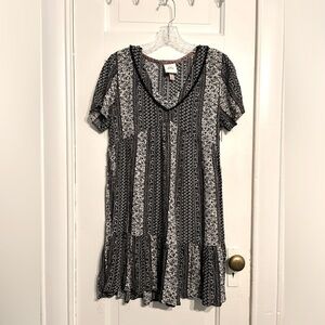 Knox Rose Boho Tiered Tunic - Black & White - Size S